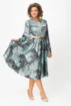 Платье Swallow 707.1 принт «тропические листья в светло- бирюзовых и тёмных оттенках»
