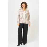 Кардиганы Swallow 889.1 молочный/принт круги в тёмно-бежевых оттенках