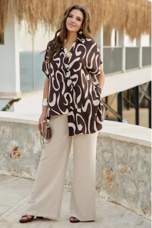 Блузка Vittoria Queen 28923бл шоколадный, бежевый