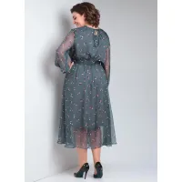Платье Your Size 2219/164 Темно-зеленый в цветочный принт