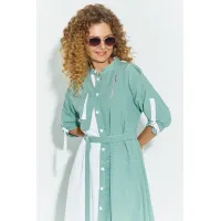 Платье Euromoda 691 бирюзовый белый
