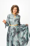 Платье Swallow 707.1 принт «тропические листья в светло- бирюзовых и тёмных оттенках»