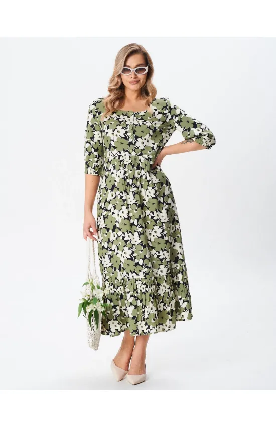 Платье Your Size 2255/164 Цветочный принт на черном