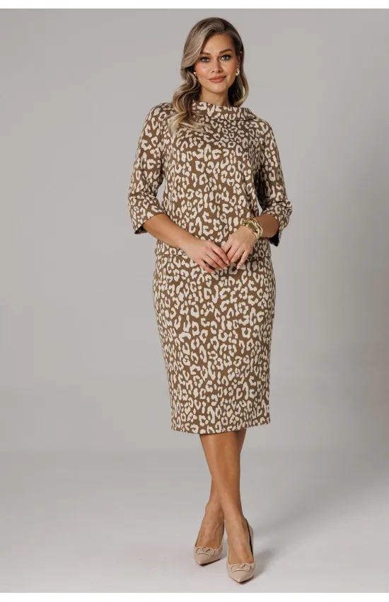 Платье Anastasia 1303 кофейный (анималистический принт)