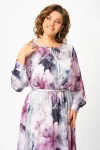 Платье Swallow 876.1 дымчато-лиловый, принт «цветы»