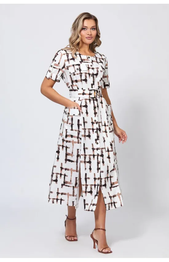 Платье Bazalini 5057 белый с принтом