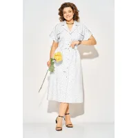 Платье Лилиана 1521 белый+горох