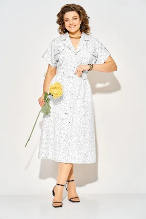 Платье Лилиана 1521 белый+горох
