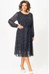 Платье Swallow 881 тёмно-синий, принт «белые веточки»