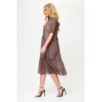 Платье Talia Fashion 424 геометрический принт в черно- коричневых тонах.