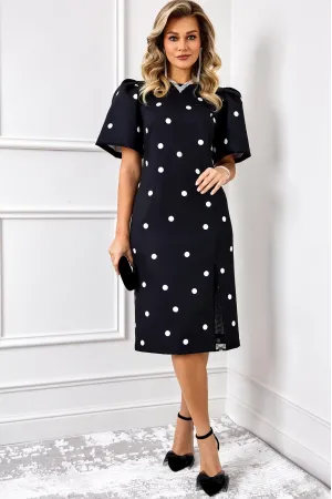 Платье Agatti 5888 черный в белый горох
