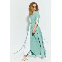 Платье Euromoda 691 бирюзовый белый