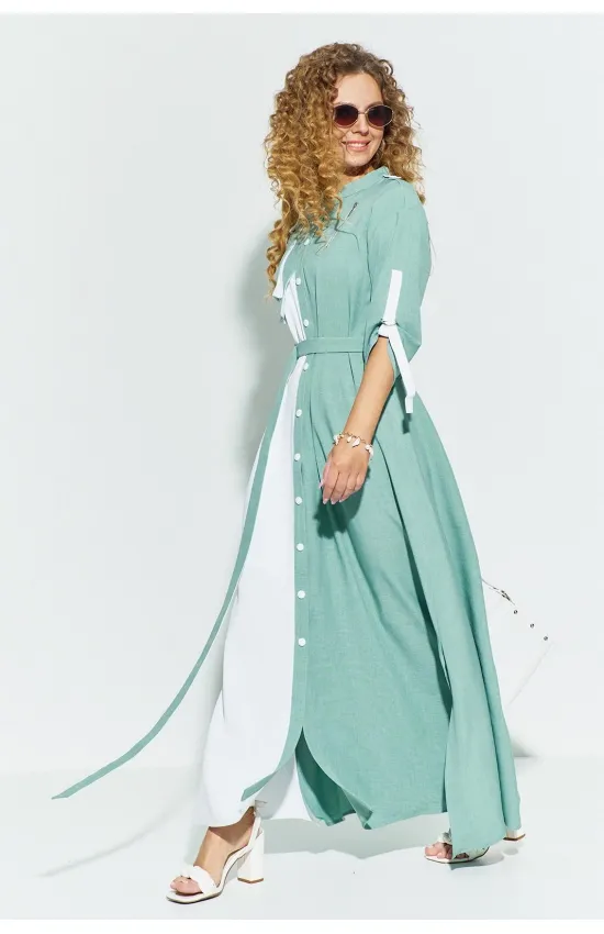 Платье Euromoda 691 бирюзовый белый