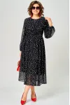 Платье Eva Grant 7177C черный в мелкий горох