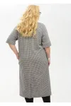 Платье Your Size 2264/170 Черно-белый в «гусиную лапку»