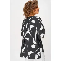 Блузка Swallow 851.1 чёрный в белый принт
