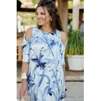 Платье Vittoria Queen 28633 молочный, синий, принт