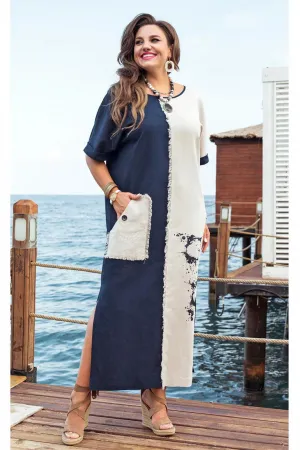 Платье Vittoria Queen 24873 * синий+молочный