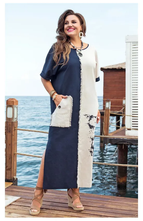 Платье Vittoria Queen 24873 * синий+молочный