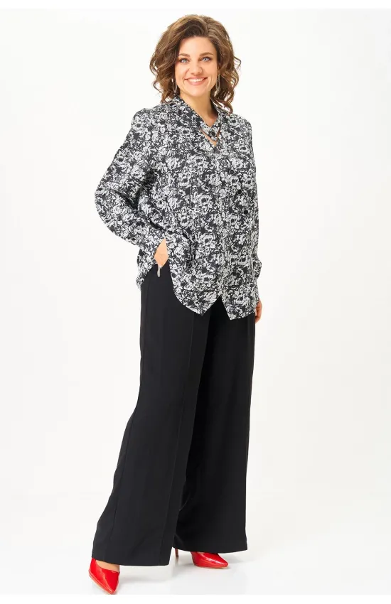 Блузка Michel Chic 796 черно-белый/розы