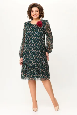 Платье Дали 4560.1 зелень с бежевым