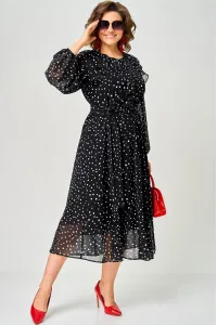 Платье Eva Grant 7177C черный в мелкий горох
