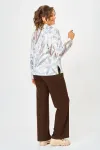 Кофта Swallow 883.1 молочный, принт «бежево-голубые тропические листья» Кофта Swallow 883.1 молочный, принт «бежево-голубые тропические листья»