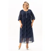 Платье Algranda 4145-с Синий,Молочный