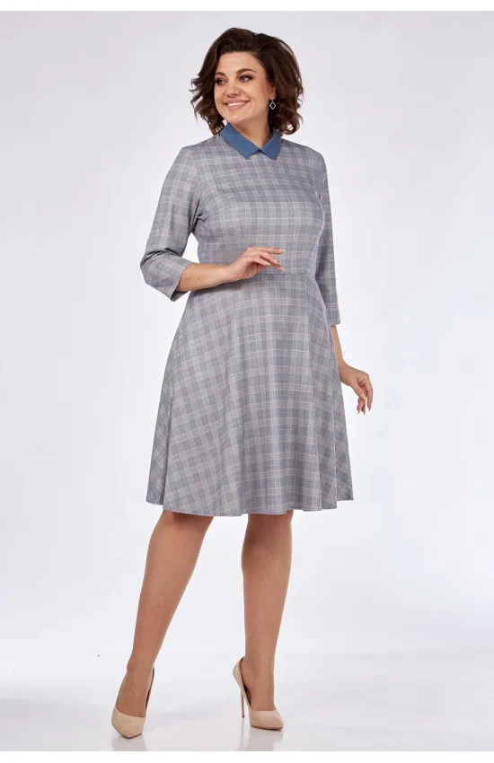 Платье Lady Style Classic 1541 серый с голубым