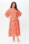 Платье Ladis Line 1504 оранжевый+белый