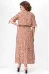 Платье Swallow 568-1 песочный в принт «белые камни»