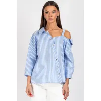 Блузка Vizavi 726 бело-голубая полоска