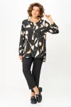 Блузка Swallow 851 чёрный в бежевый принт