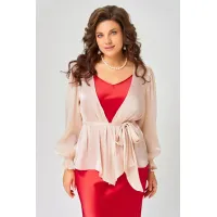 Блузка Fita 20763 Туника с поясом пудра