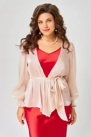 Блузка Fita 20763 Туника с поясом пудра
