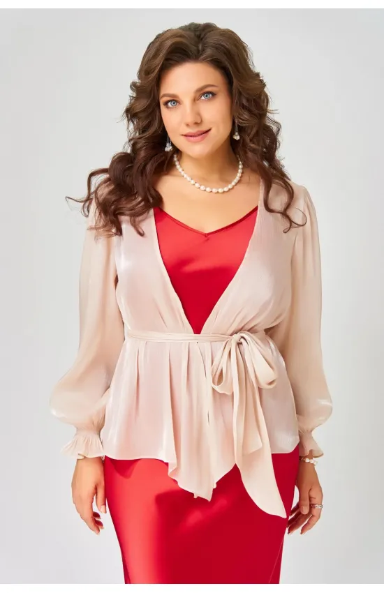 Блузка Fita 20763 Туника с поясом пудра