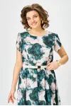 Платье Swallow 900.4 пудровый, принт «изумрудные цветы»