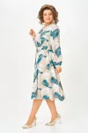 Платье Swallow 885.2 бежевый принт «ярко-голубые и белые листья»