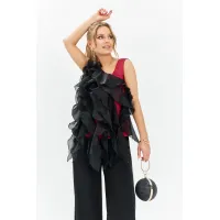 Блузка Euromoda 681 красный/чёрный