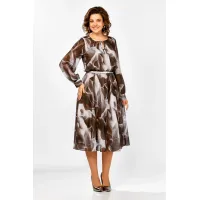 Платье Swallow 876.2 коричнево- серый принт