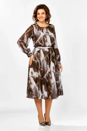 Платье Swallow 876.2 коричнево- серый принт