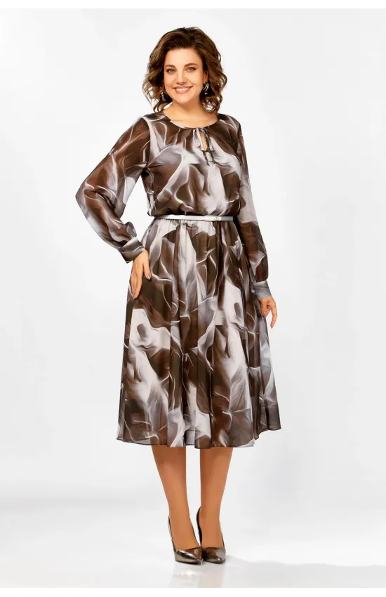 Платье Swallow 876.2 коричнево- серый принт