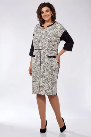 Платье Lady Style Classic 707-1 молочный с черным