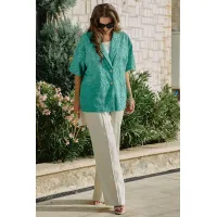 Брюки Vittoria Queen 28763 бежевый с зеленью