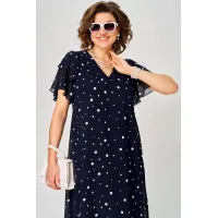 Платье Eva Grant 7116 синий горох