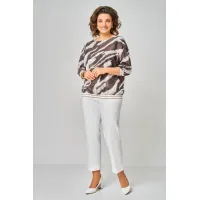 Блузка Swallow 872.3 молочный шоколад/принт «белая абстракция»