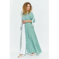 Платье Euromoda 691 бирюзовый белый