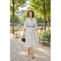 Платье Лилиана 1511Л молочный+горох