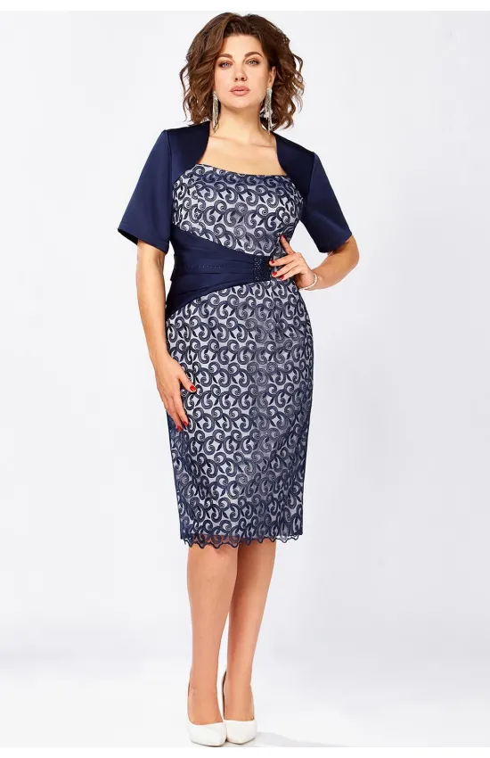 Платье Mira Fashion 5573 синий+белый