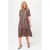 Платье Talia Fashion 424 геометрический принт в черно- коричневых тонах.